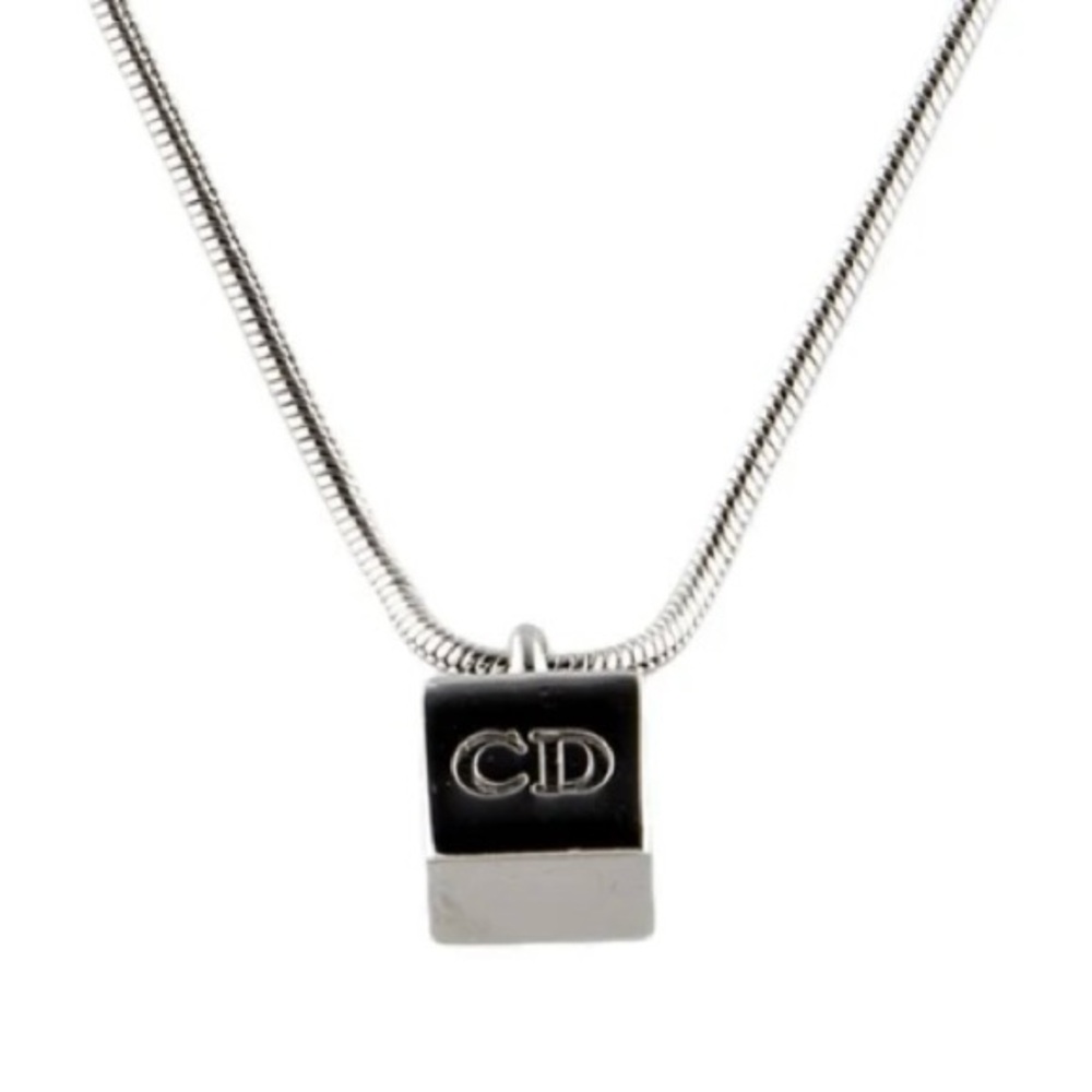 CHRISTIAN DIOR Vintage Y2K CD Cube Logo Pendant Necklace VTG 2000s Collection